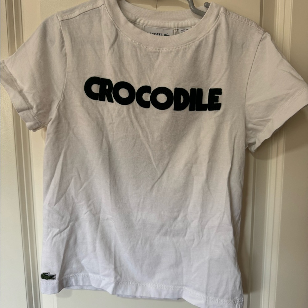 Lacoste Kids White Tee with Green Logo